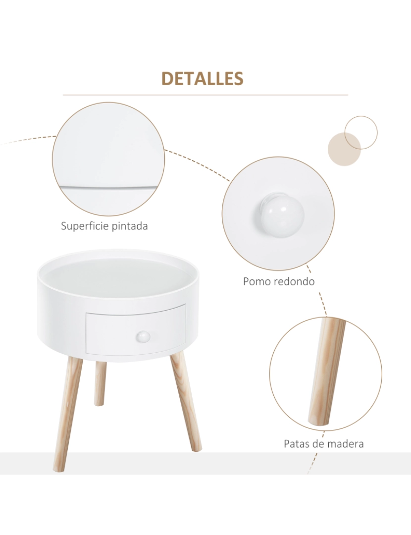 imagem de Mesa de Cabeceira Ø38x45cm cor branco 833-3635