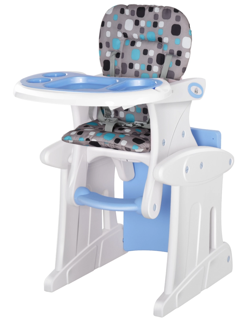 Homcom - Cadeira alta para bebê 57x59x105cm cor azul 420-008BU