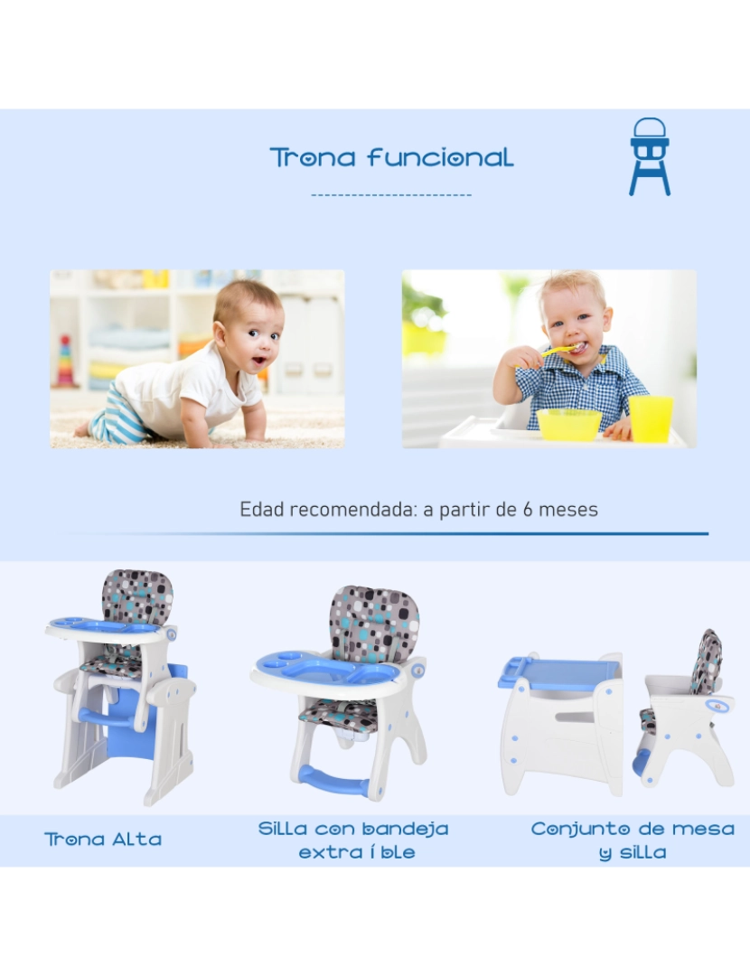 imagem de Cadeira alta para bebê 57x59x105cm cor azul 420-008BU4