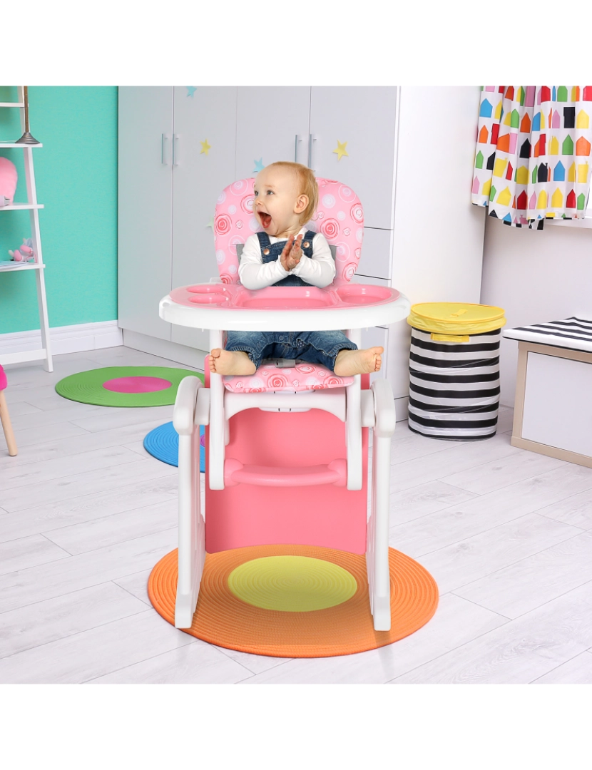 imagem de Cadeira alta para bebê 57x59x105cm cor rosa 420-008PK2
