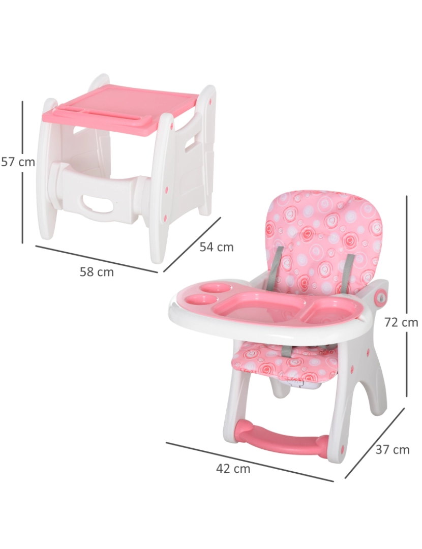 imagem de Cadeira alta para bebê 57x59x105cm cor rosa 420-008PK3