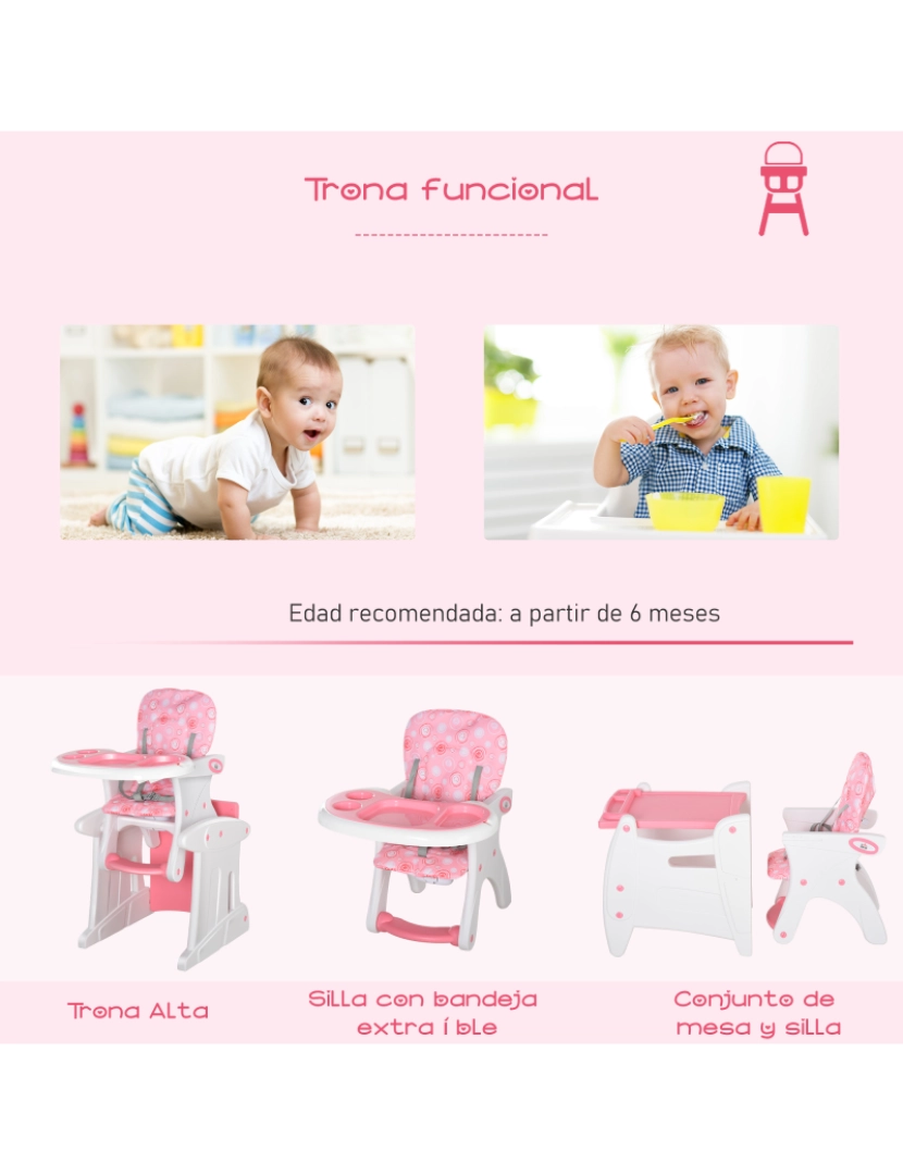 imagem de Cadeira alta para bebê 57x59x105cm cor rosa 420-008PK4