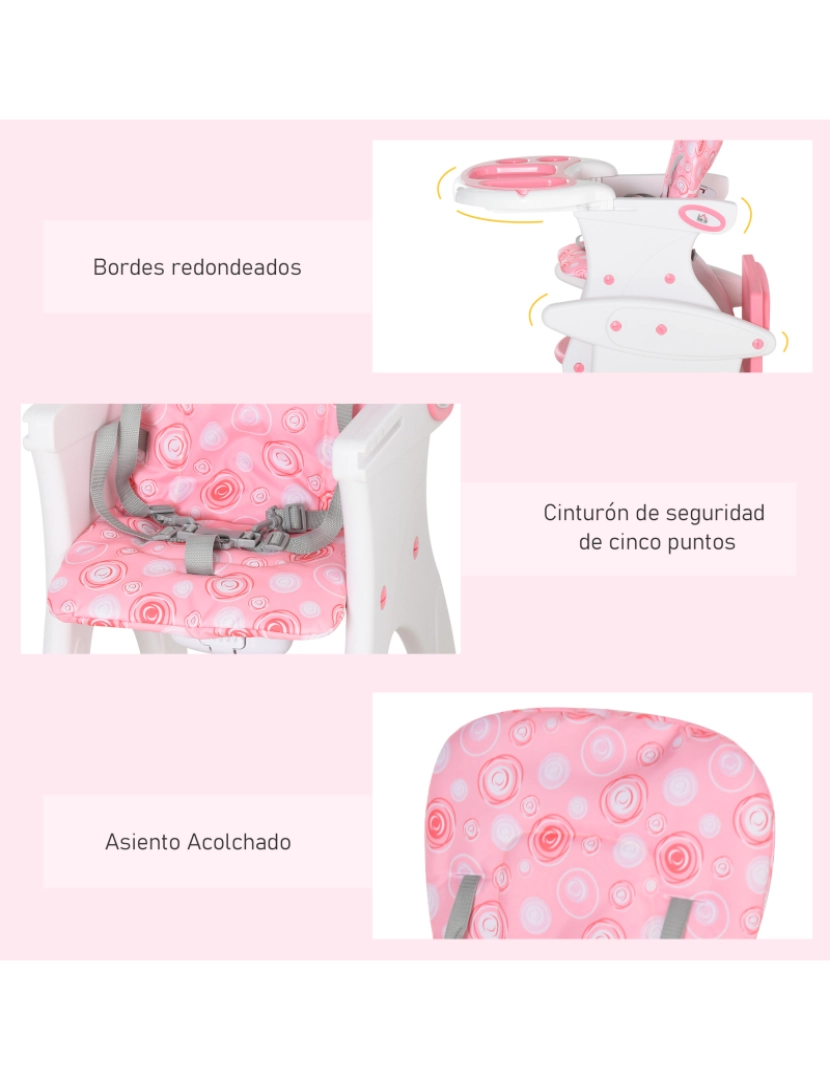 imagem de Cadeira alta para bebê 57x59x105cm cor rosa 420-008PK7