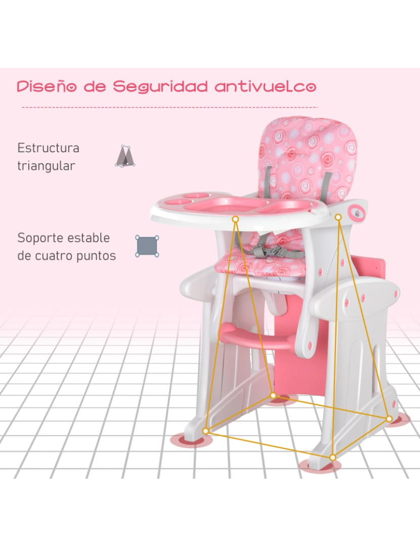 imagem de Cadeira alta para bebê 57x59x105cm cor rosa 420-008PK8