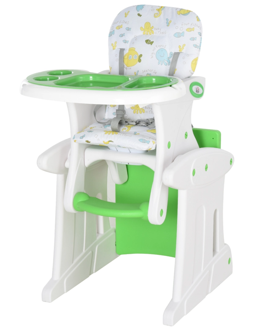 imagem grande de Cadeira alta para bebê 57x59x105cm cor white and green 420-008GN1