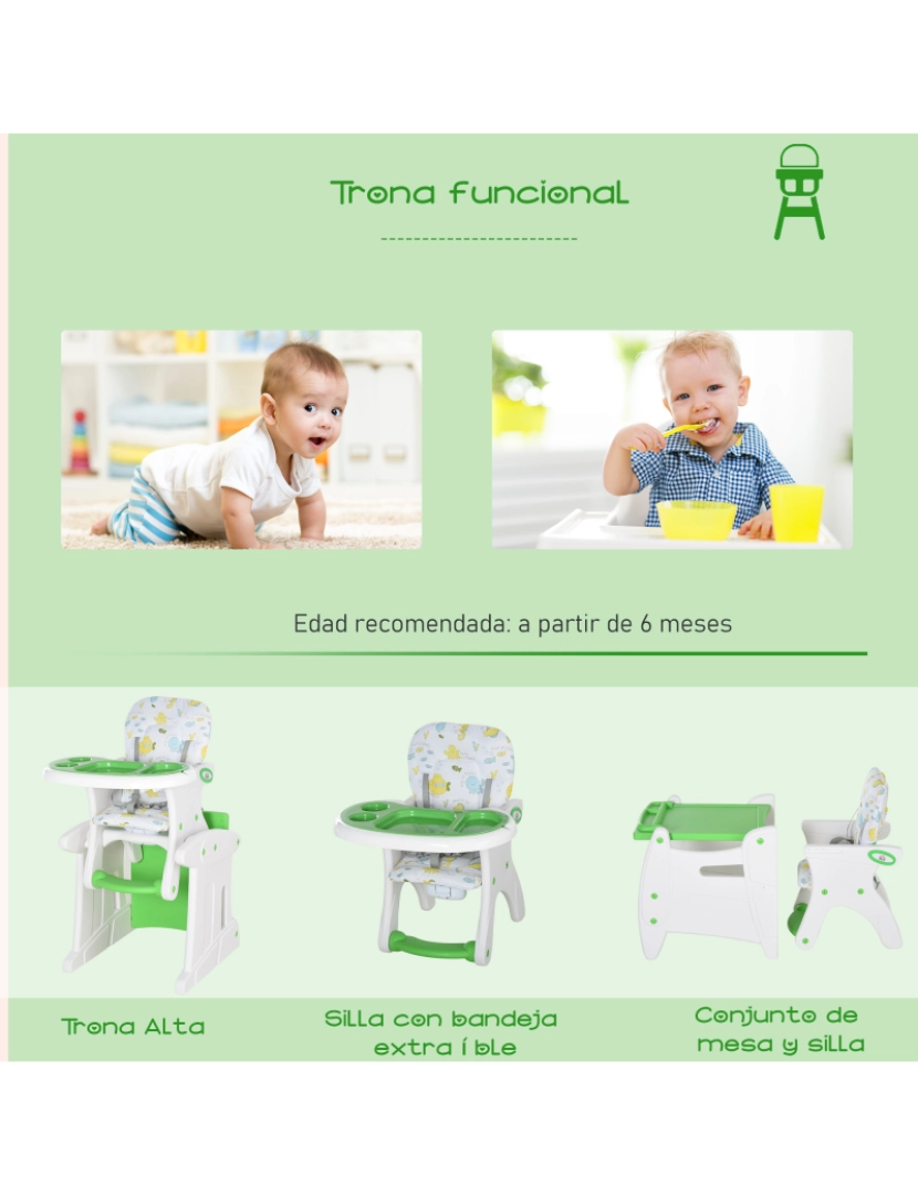 imagem de Cadeira alta para bebê 57x59x105cm cor white and green 420-008GN4