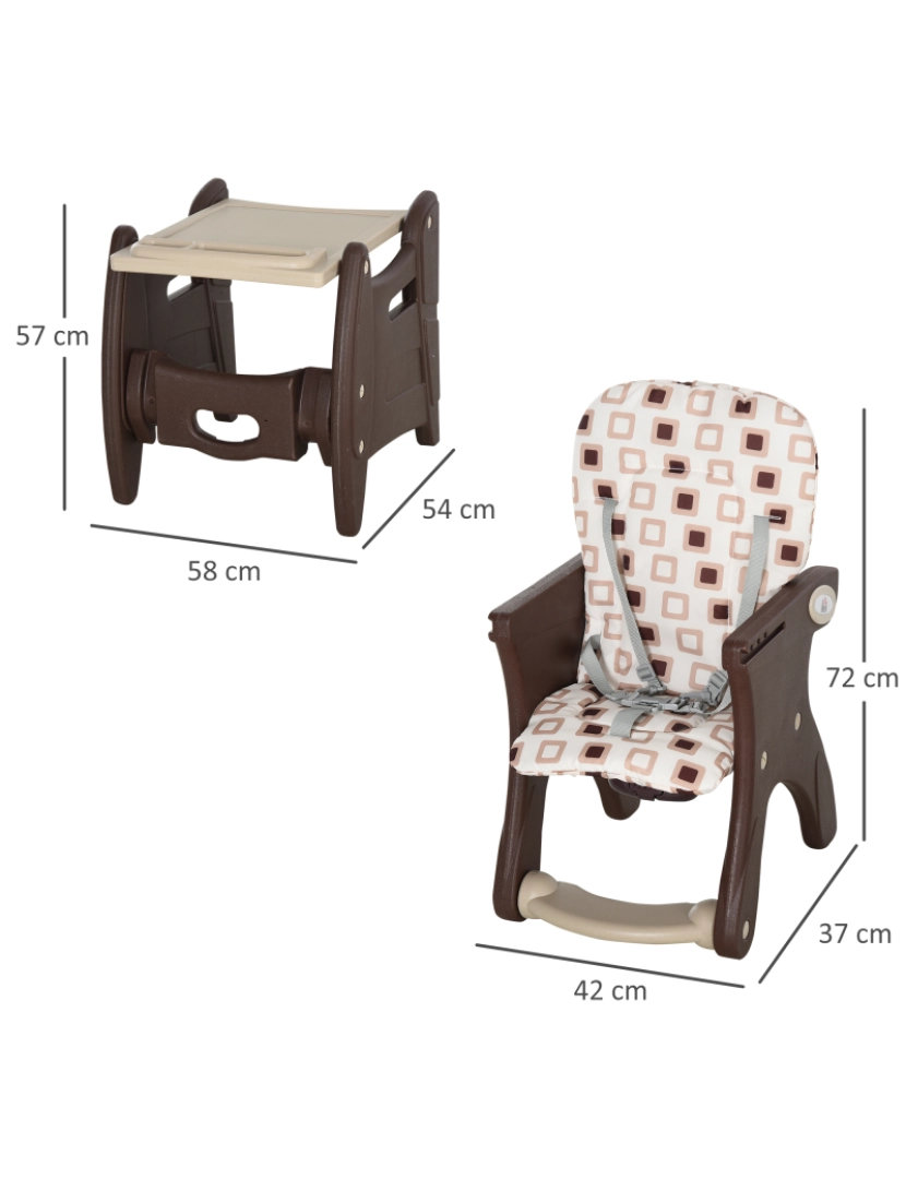 imagem de Cadeira alta para bebê 57x59x105cm cor marrom 420-008WT3