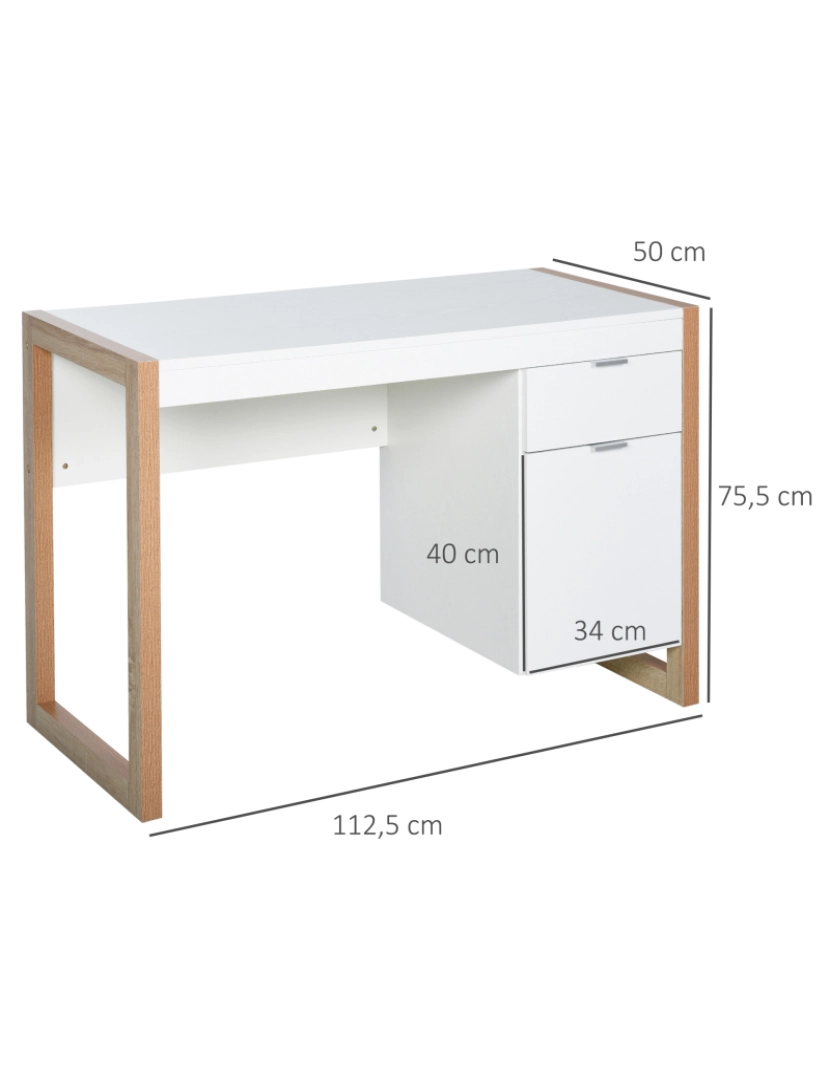 imagem de Mesa de Computador 112,5x50x75,5cm cor branco e madeira 836-1623
