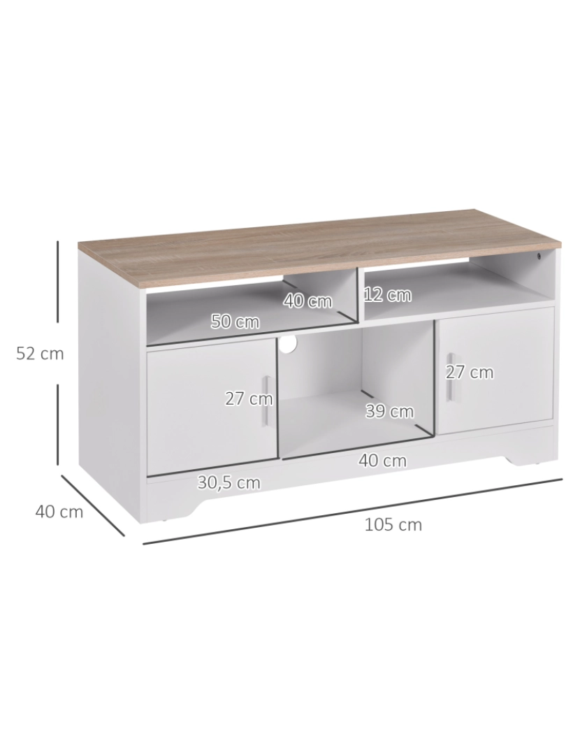 imagem de Móvel de TV 105x40x52cm cor branco e madeira 833-7783