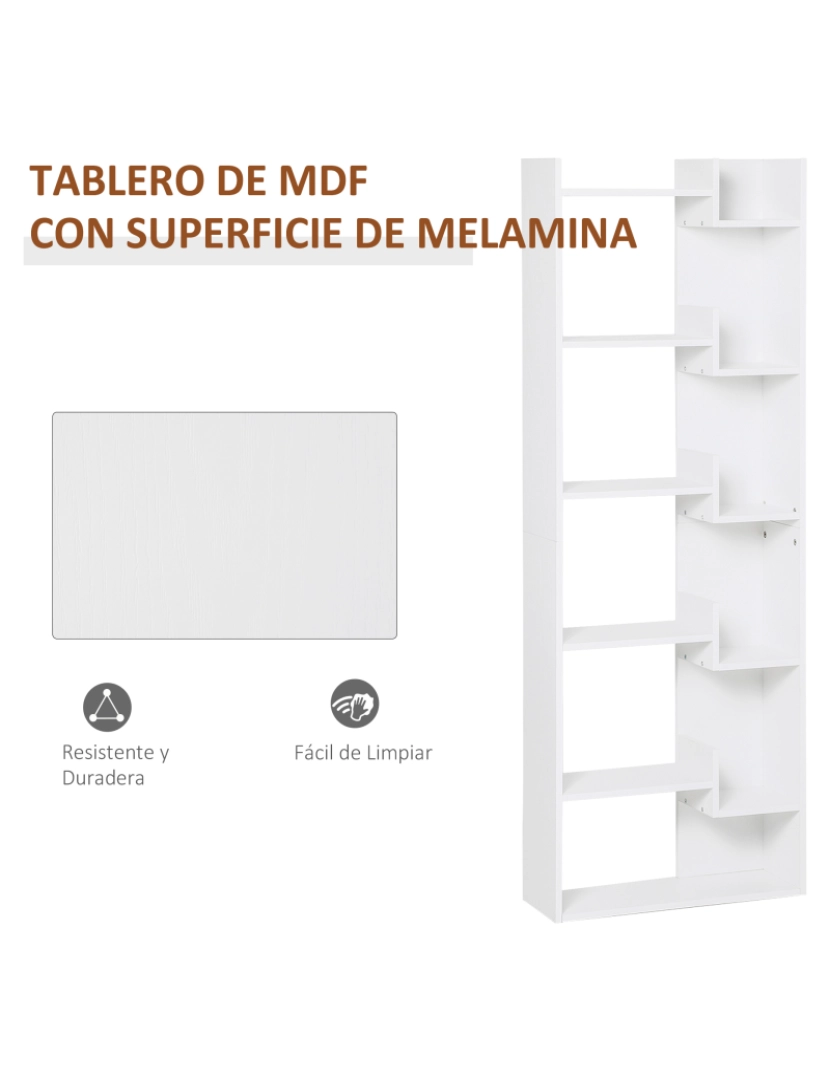 imagem de Estante de livros 60cmx21cmx162,5cm cor branco 836-215WT6