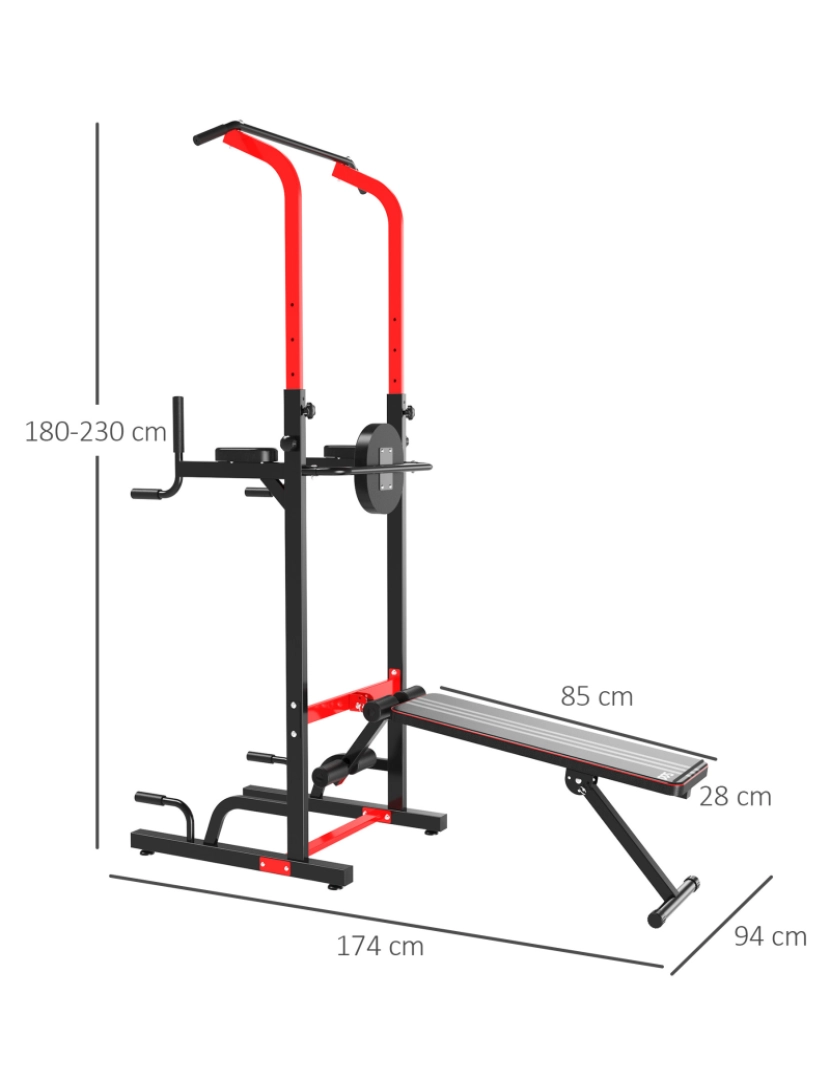 imagem de Estação de musculação 94cmx174cmx180-230cm cor preto A91-0843