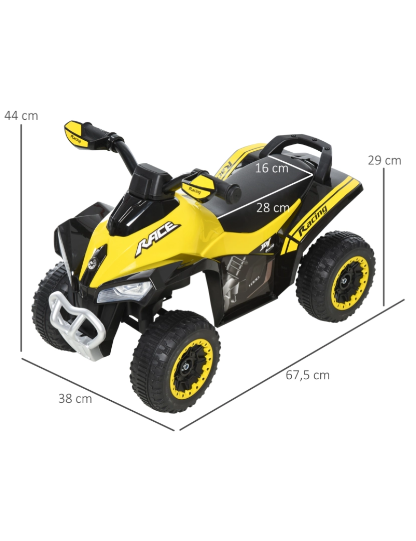 imagem de Quadriciclo para Crianças 67.5x38x44cm cor amarelo 370-096YL3