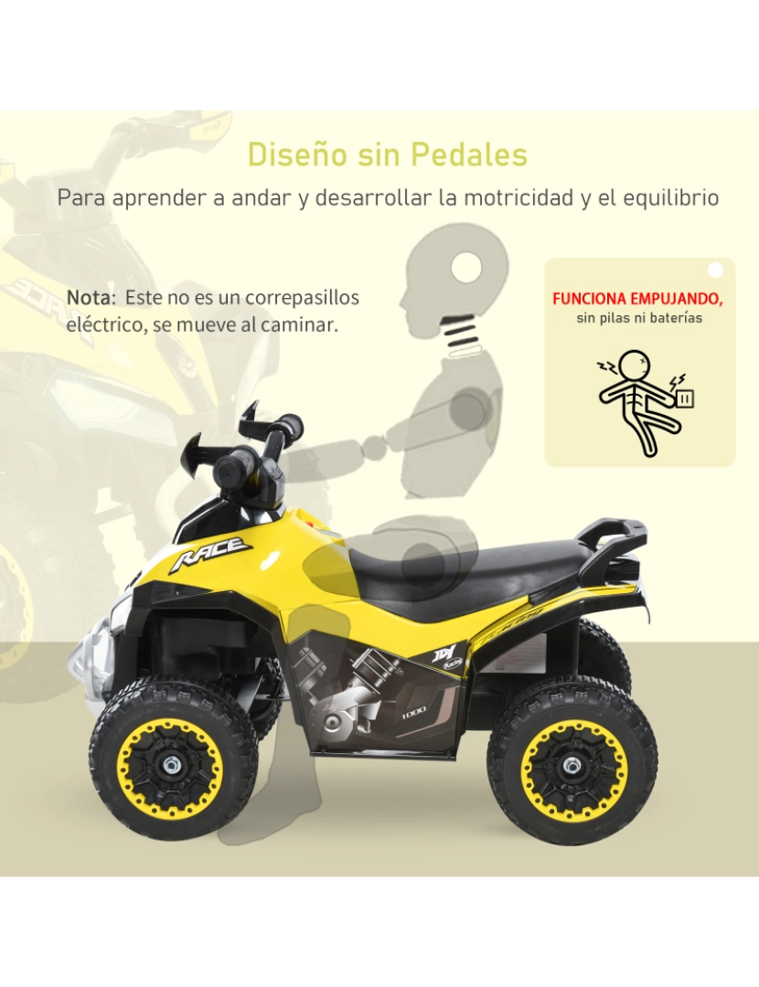 imagem de Quadriciclo para Crianças 67.5x38x44cm cor amarelo 370-096YL6
