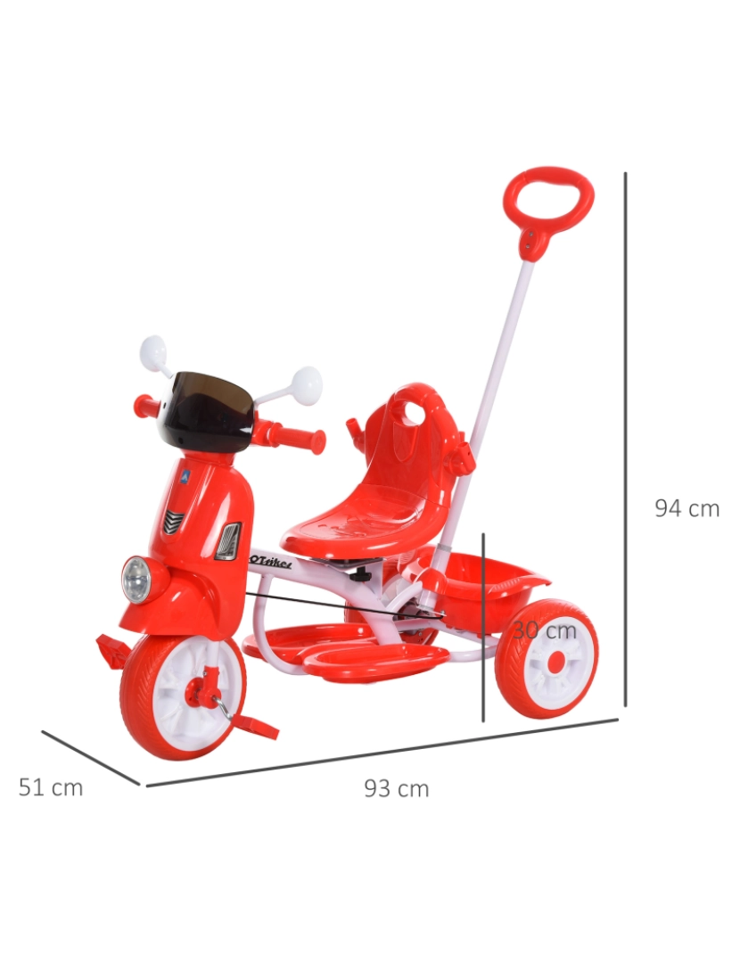 imagem grande de Triciclo infantil 42x28x36,5cm cor vermelho 370-094RD3