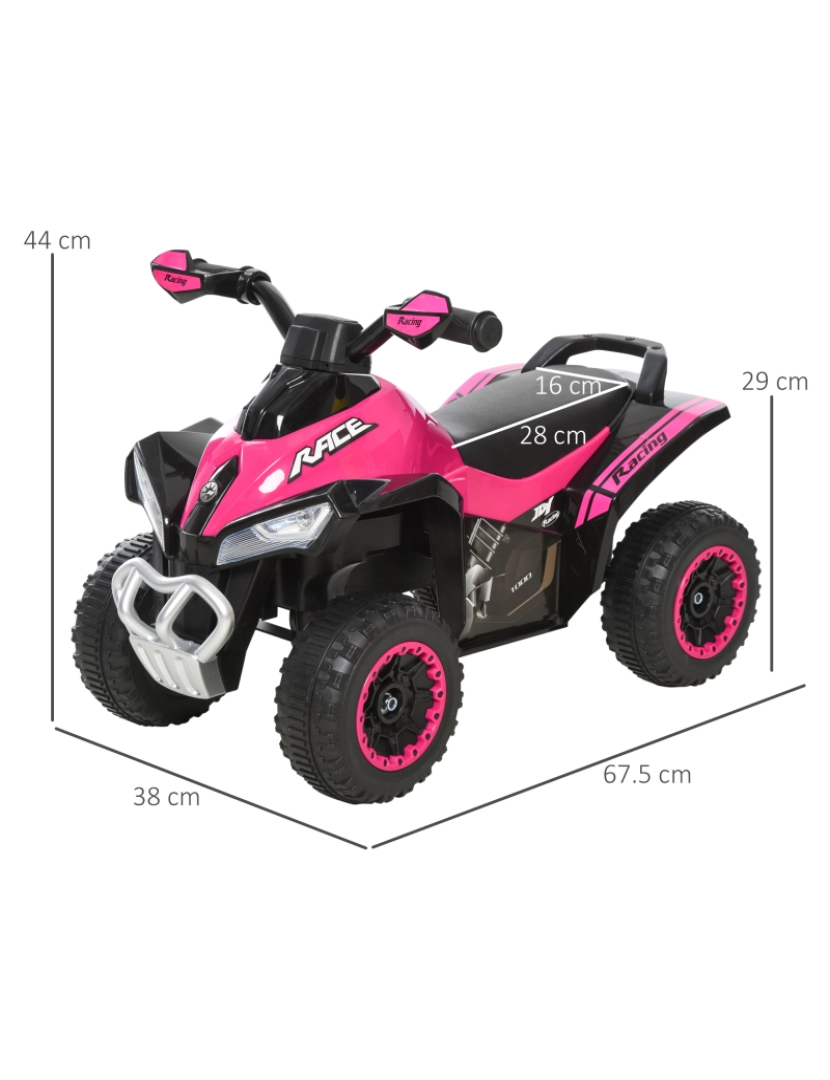imagem de Quadriciclo para Crianças 67.5x38x44cm cor rosa 370-096PK3
