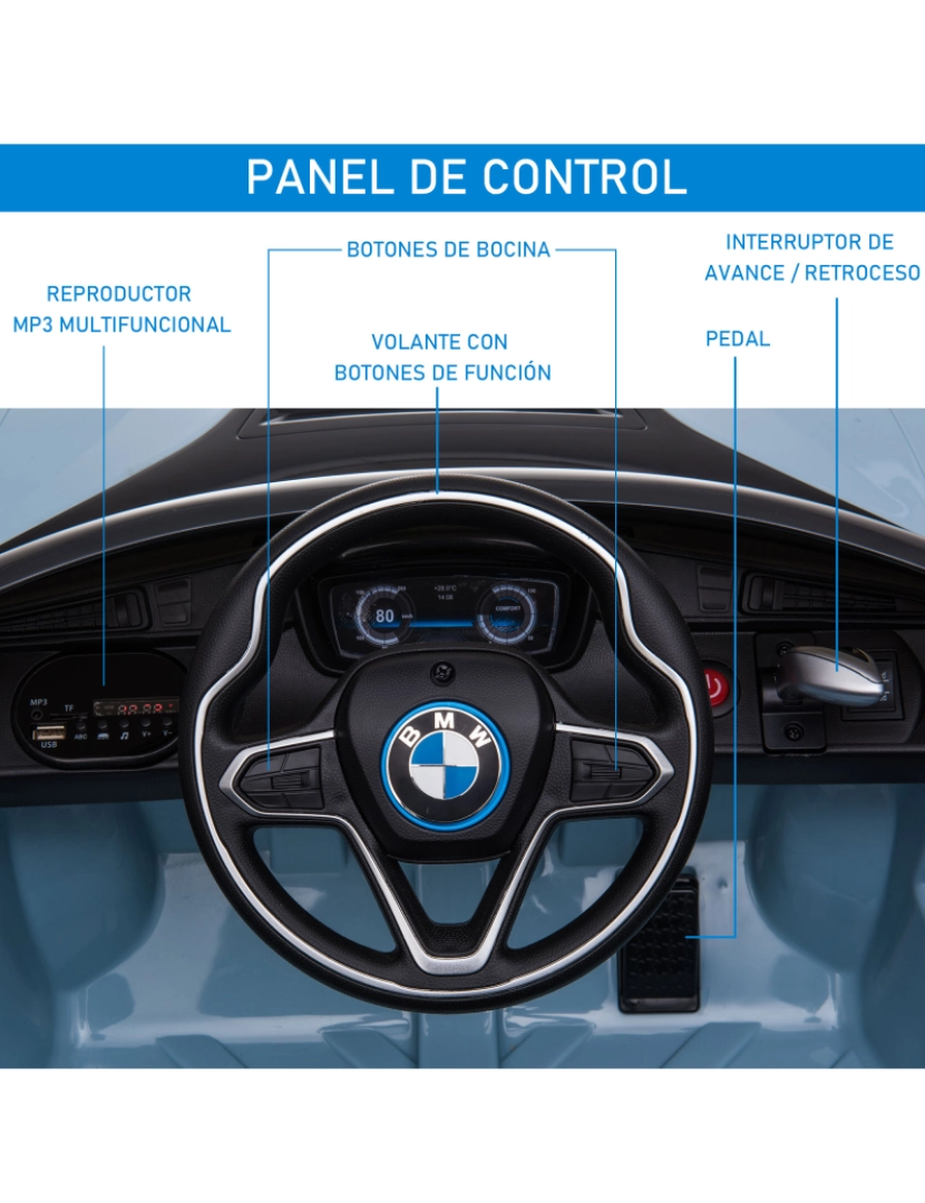 imagem de Carrinho elético infantil 115x72,5x46cm cor azul 370-118V906