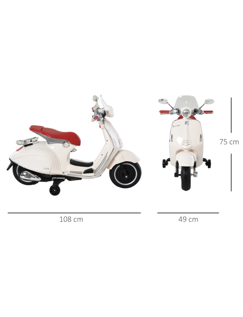 imagem de Motocicleta elétrica infantil 108x49x75cm cor branco 370-115WT3