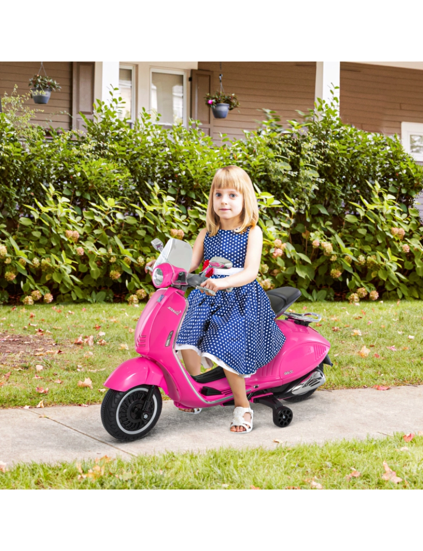 imagem de Motocicleta elétrica infantil 108x49x75cm cor rosa 370-115PK2