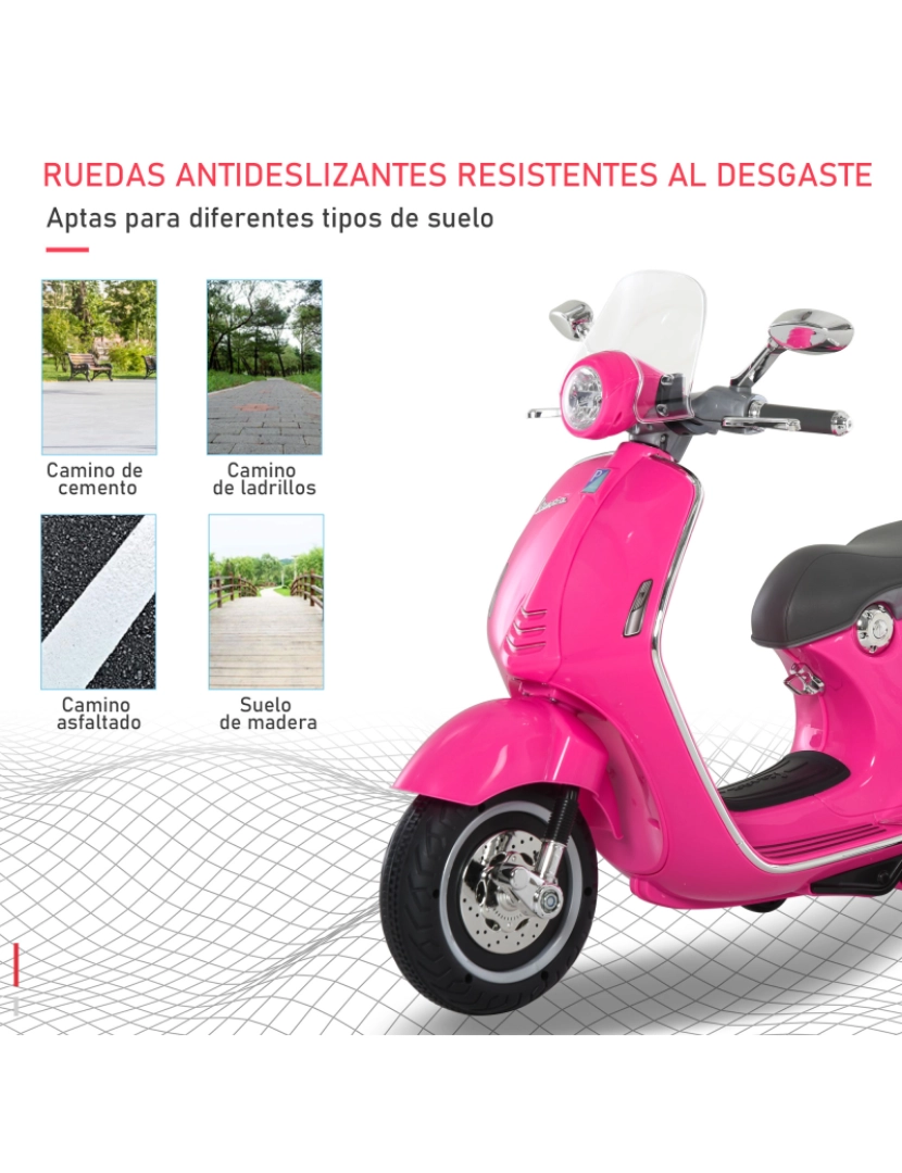 imagem de Motocicleta elétrica infantil 108x49x75cm cor rosa 370-115PK7