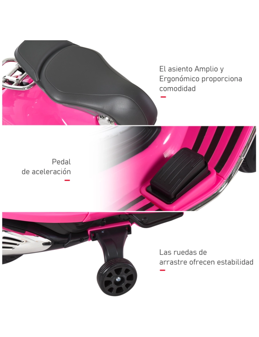 imagem de Motocicleta elétrica infantil 108x49x75cm cor rosa 370-115PK8