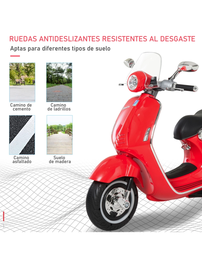 imagem de Motocicleta elétrica infantil 108x49x75cm cor vermelho 370-115RD7