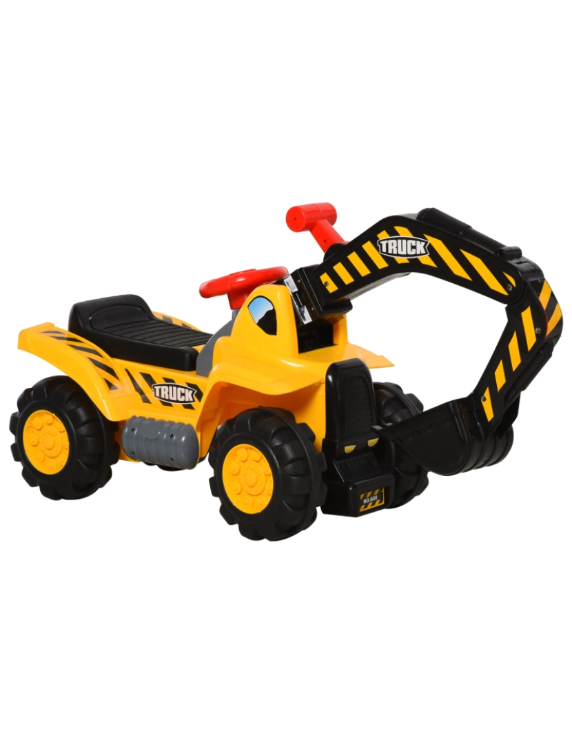 Homcom - Veículo de engenharia infantil 98x30x46cm cor amarelo, preto 370-121