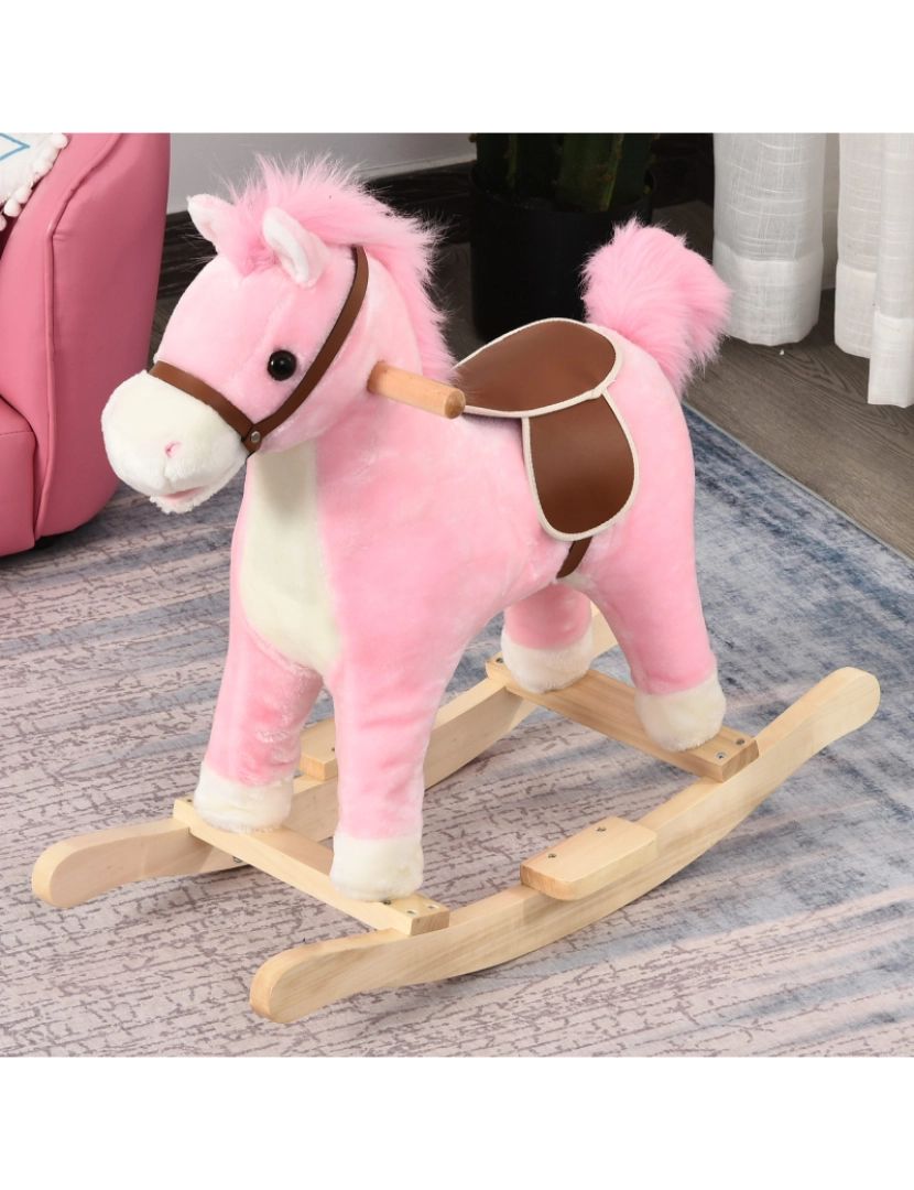 imagem de Cavalo de balanço infantil 65cmx32,5cmx61cm cor rosa 330-109PK2