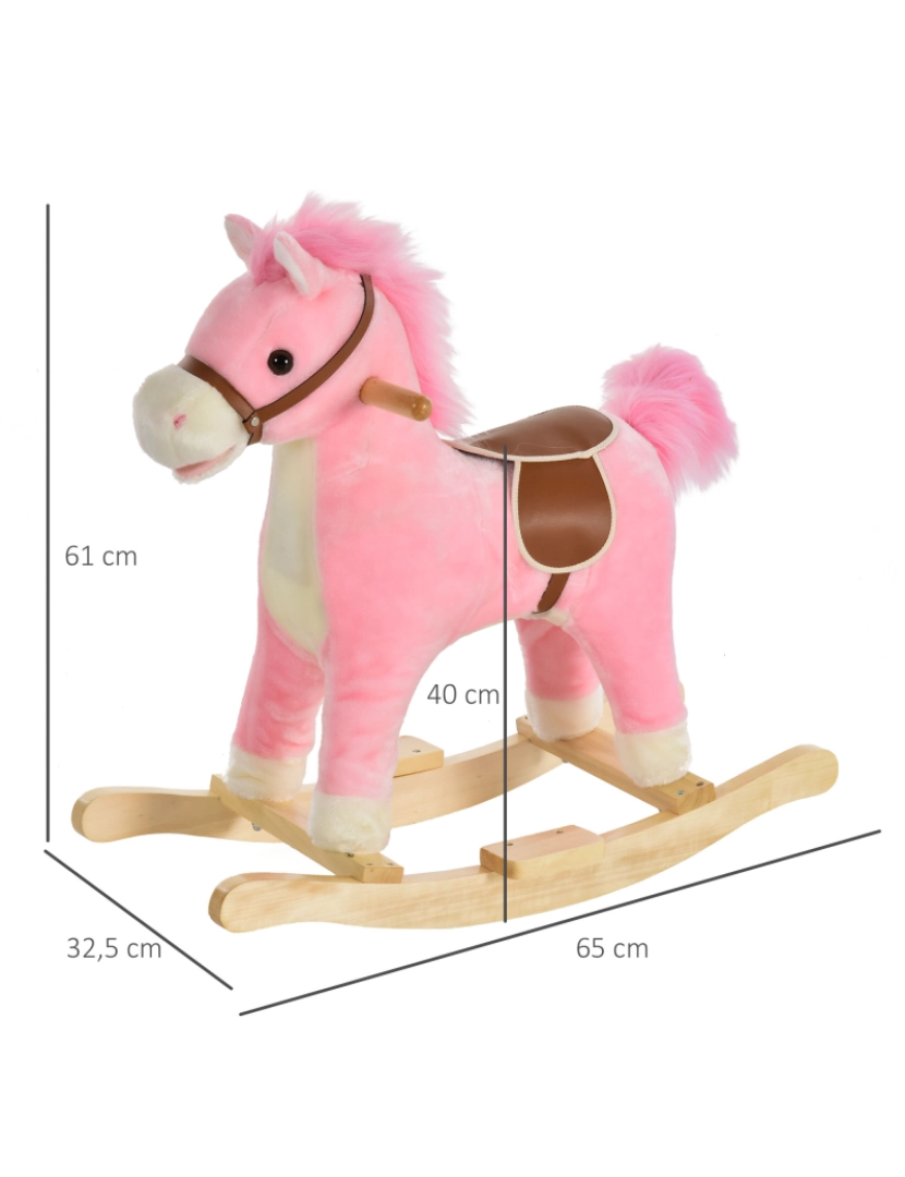 imagem de Cavalo de balanço infantil 65cmx32,5cmx61cm cor rosa 330-109PK3