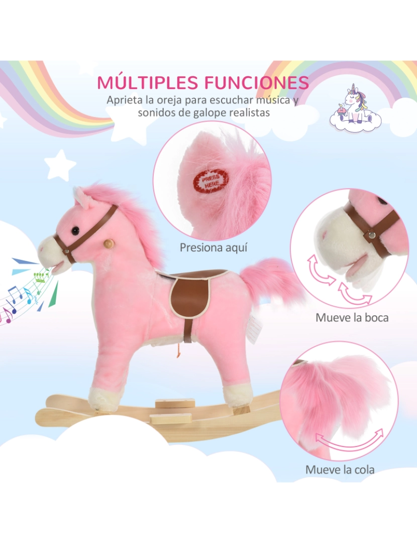 imagem de Cavalo de balanço infantil 65cmx32,5cmx61cm cor rosa 330-109PK4