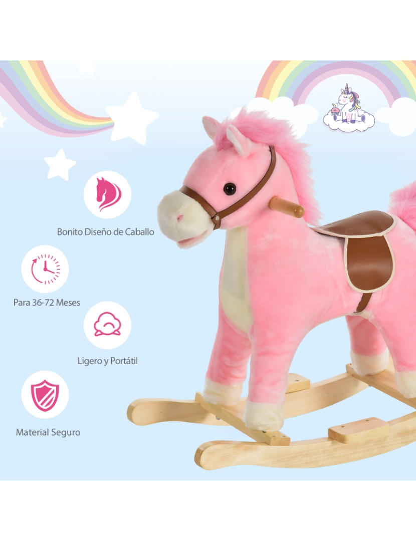 imagem de Cavalo de balanço infantil 65cmx32,5cmx61cm cor rosa 330-109PK5