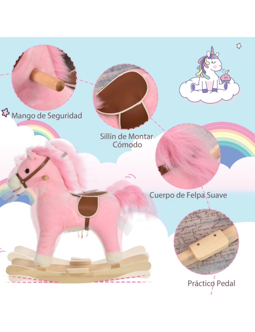 imagem de Cavalo de balanço infantil 65cmx32,5cmx61cm cor rosa 330-109PK6