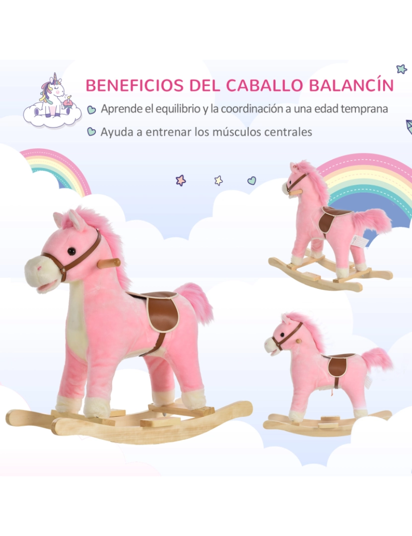 imagem de Cavalo de balanço infantil 65cmx32,5cmx61cm cor rosa 330-109PK7