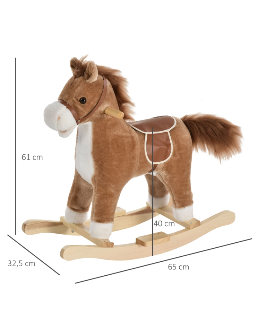 imagem de Cavalo de balanço infantil 65cmx32,5cmx61cm cor marrom 330-109BN3