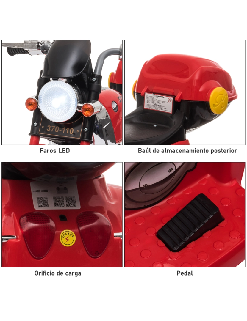 imagem de Motobicicleta elétrica infantil 87x46x54cm cor vermelho 370-110V90RD7