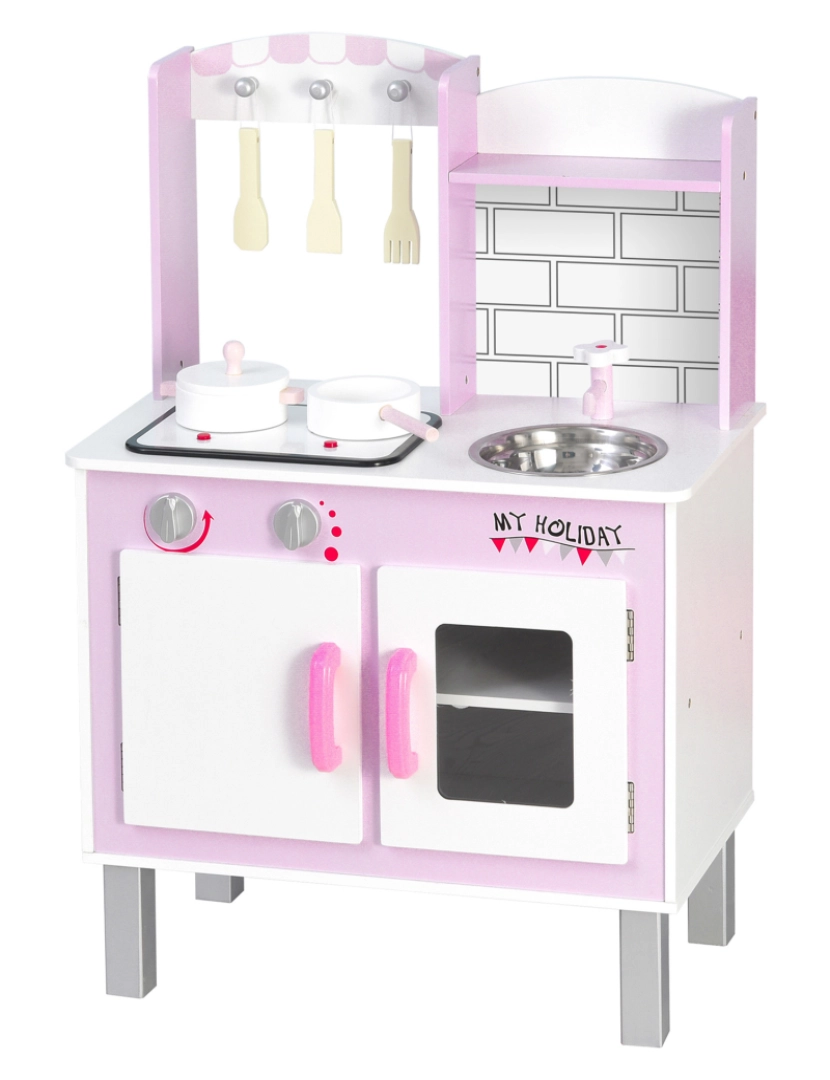 Homcom - Cozinha infantil 55x30x80cm cor rosa 350-081