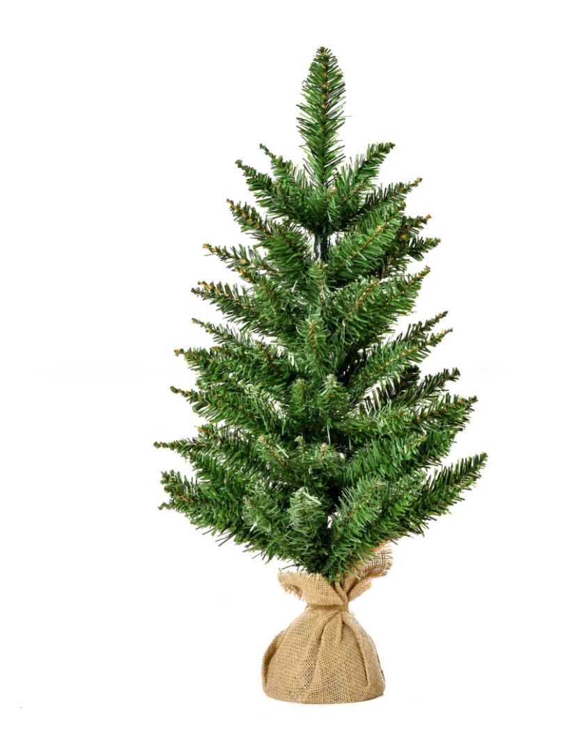 imagem grande de HOMCOM Árvore de Natal artificial pequena com 60 cm de altura com 70 filiais Base de tecido Mini árvore de Natal realista para interiores Verde1