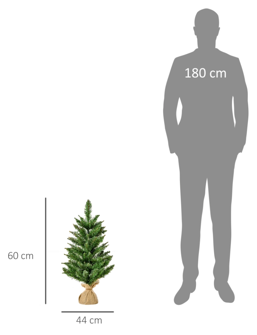 imagem grande de HOMCOM Árvore de Natal artificial pequena com 60 cm de altura com 70 filiais Base de tecido Mini árvore de Natal realista para interiores Verde3