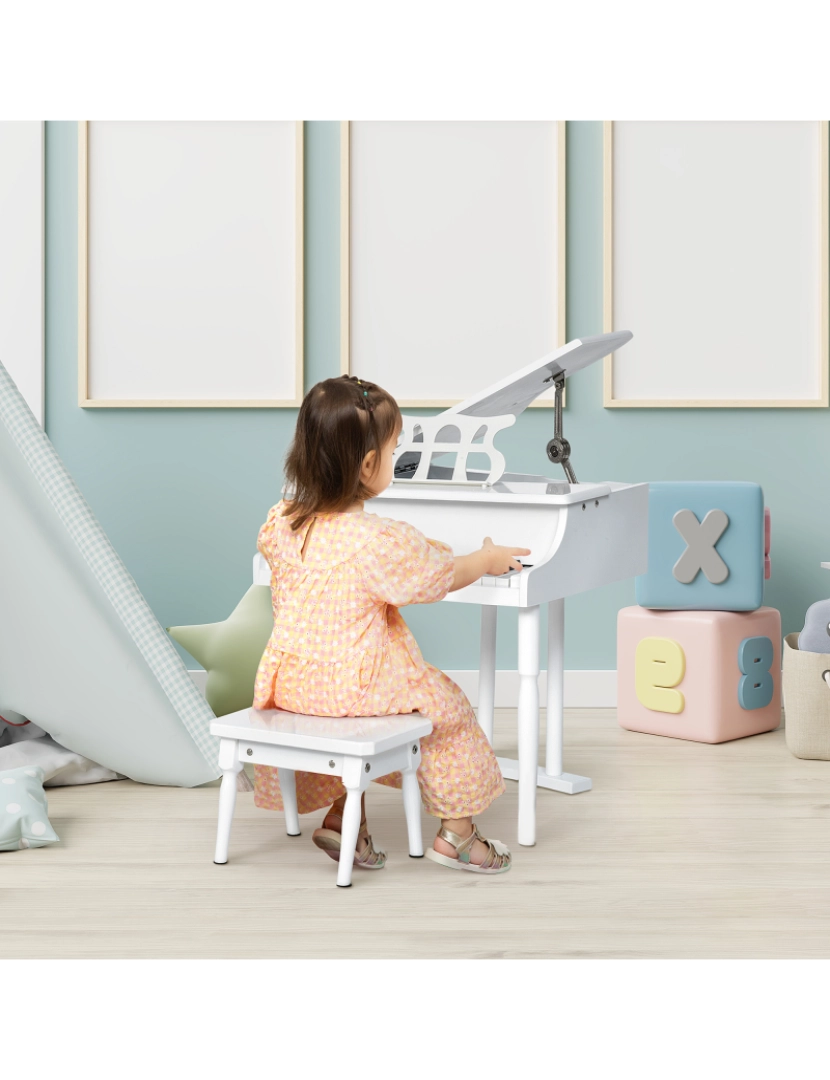 imagem de Piano de Cauda Infantil 52x50x49cm cor branco F12-005WT2