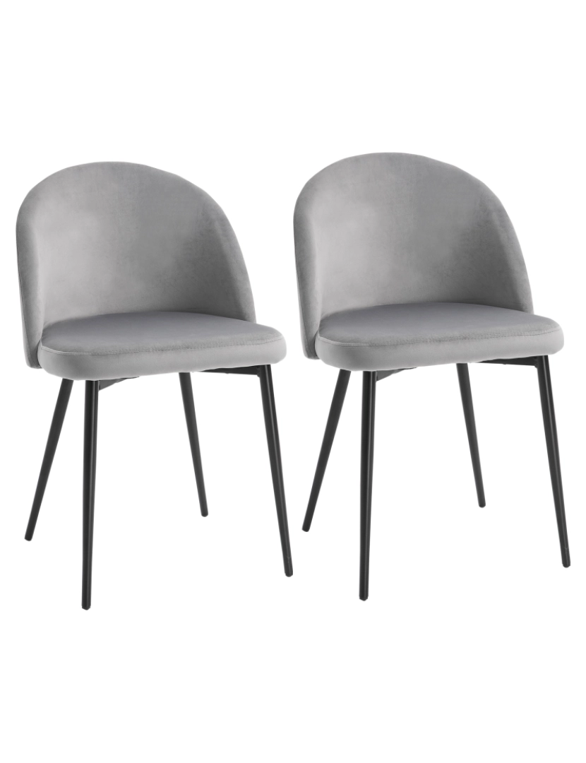 imagem de HOMCOM Conjunto de 2 cadeiras de jantar modernas estofadas 49x50 x 77cm Cinza1