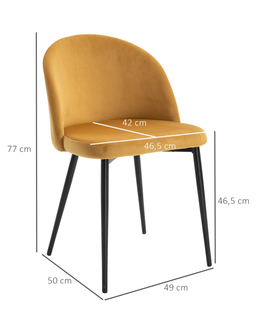 imagem de Conjunto de cadeira de jantar de 2 peças 49x50x77cm cor caramelo 835-1393