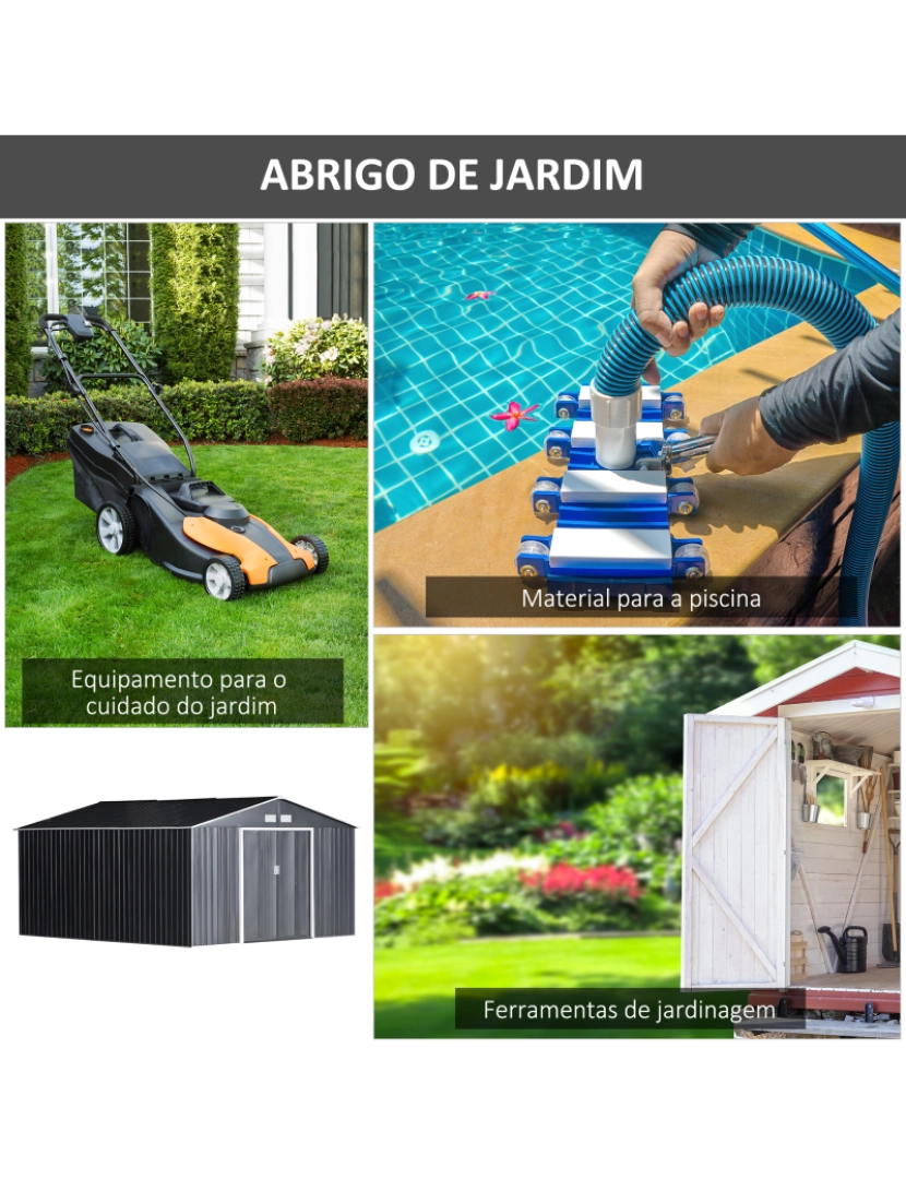 imagem de Abrigo de Jardim 340x386x200cm cor cinza e branco 845-031V015