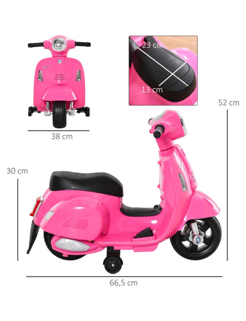 imagem de Motocicleta elétrica infantil 66,5x38x52cm cor rosa 370-138PK3