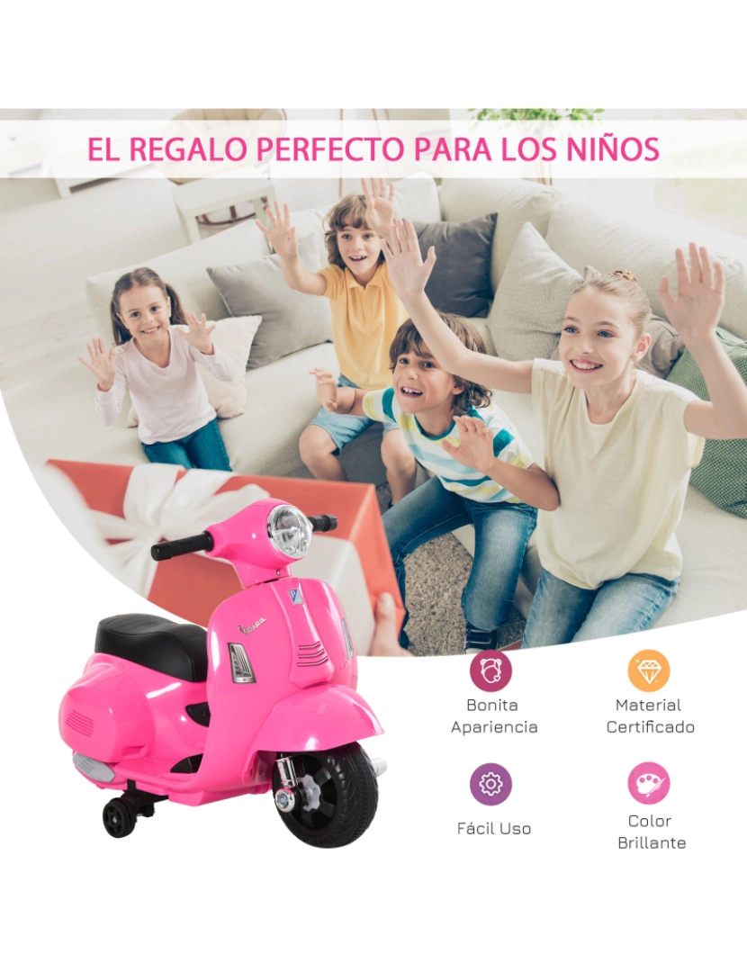 imagem de Motocicleta elétrica infantil 66,5x38x52cm cor rosa 370-138PK4