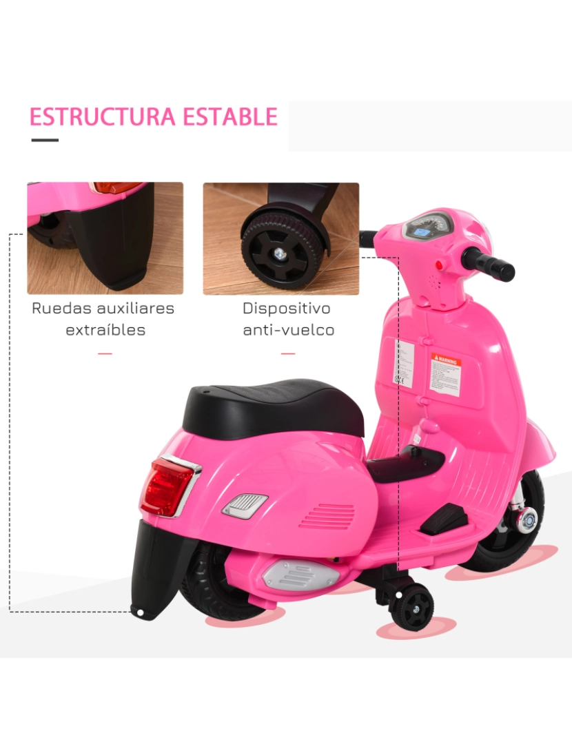 imagem de Motocicleta elétrica infantil 66,5x38x52cm cor rosa 370-138PK5