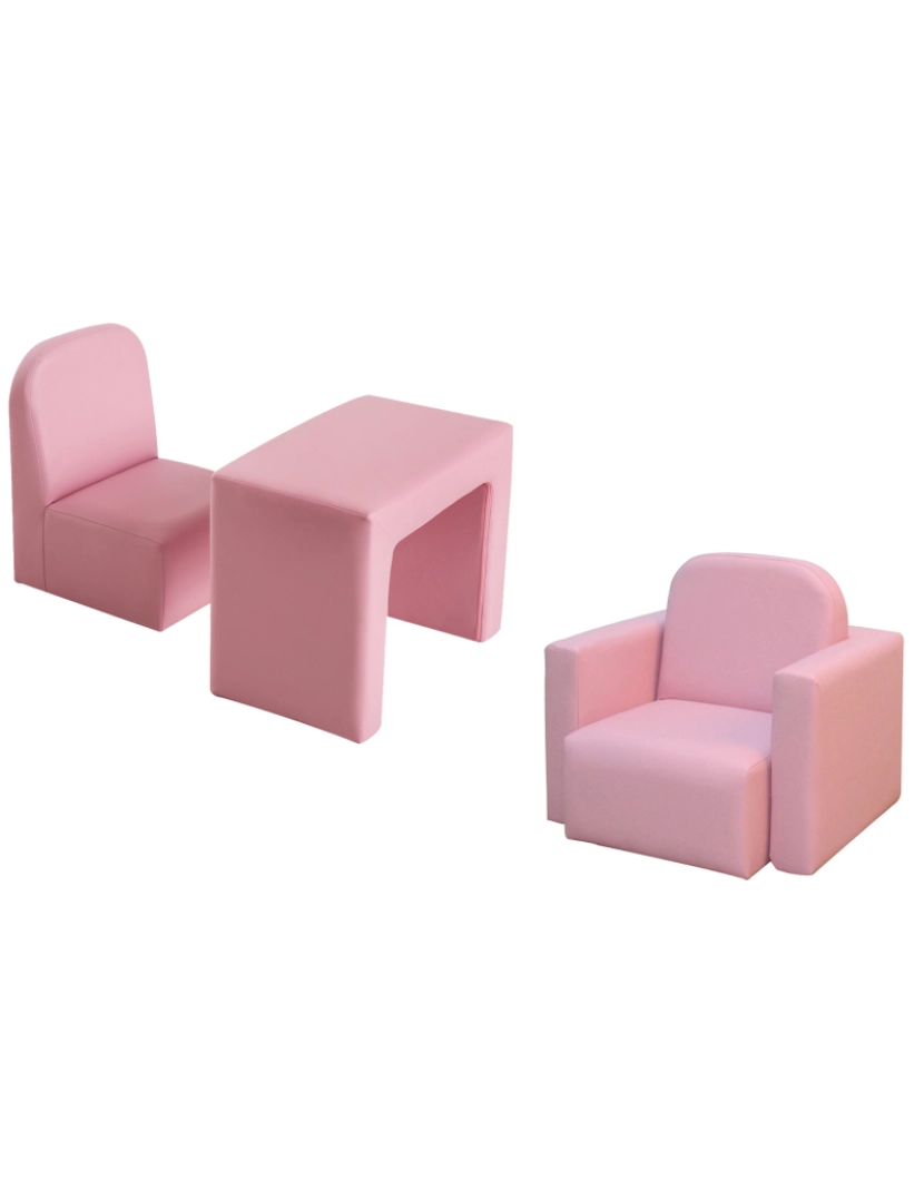 Homcom - Conjunto de Cadeira e Mesa 48x44x41cm cor rosa 310-021PK