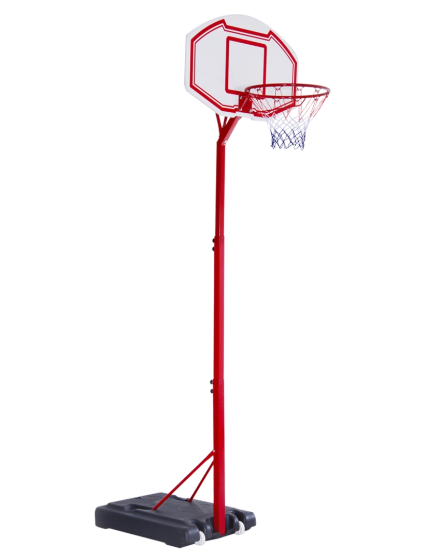 Homcom - HOMCOM Cesta de basquete com altura ajustável de 210-260 cm com suporte de metal e base recarregável para crianças e adultos vermelho