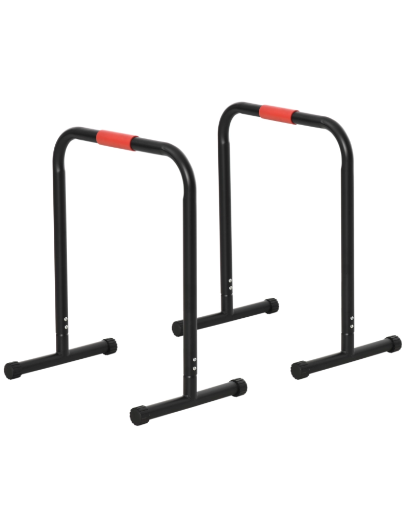 imagem de HOMCOM Suporte de treino de barras paralelas com alça extra larga para flexões inclinadas para construção muscular. Calistênicos. 63x41x73 cm Preto1