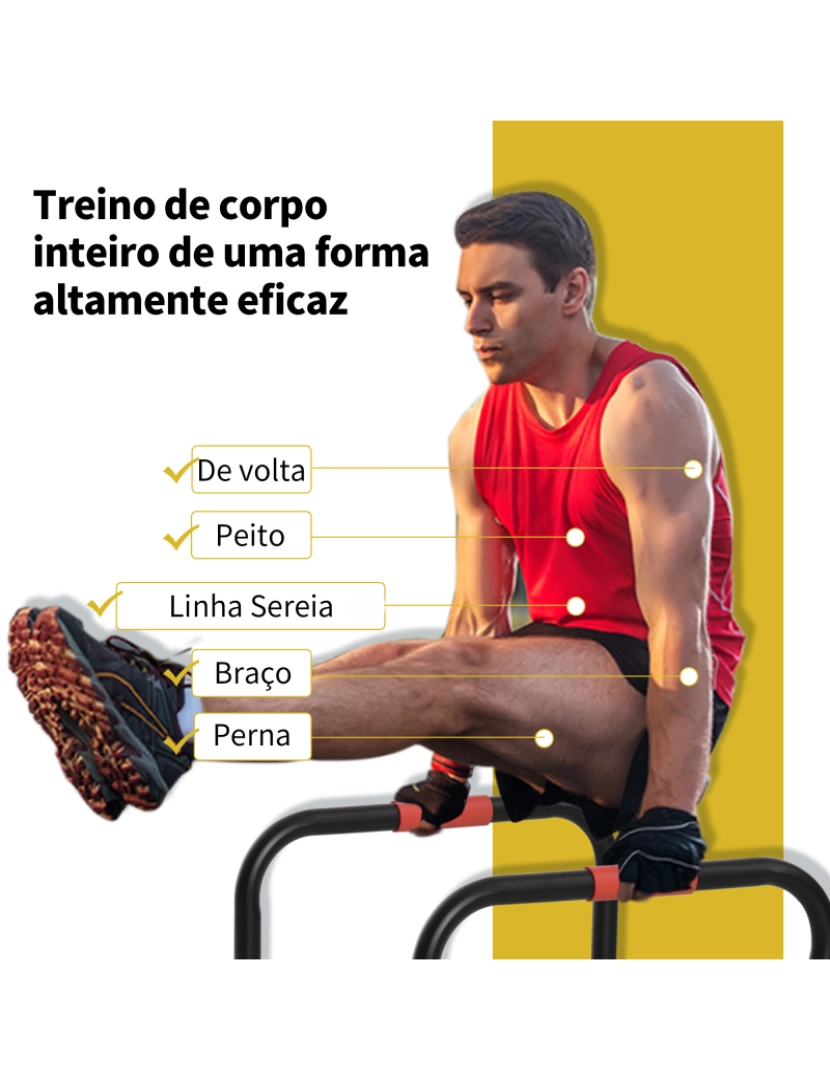 imagem de HOMCOM Suporte de treino de barras paralelas com alça extra larga para flexões inclinadas para construção muscular. Calistênicos. 63x41x73 cm Preto6