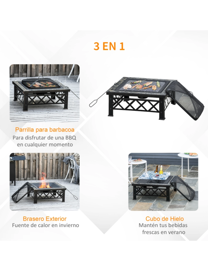 imagem de Braseiro Exterior 76x76x47cm cor preto 842-1704