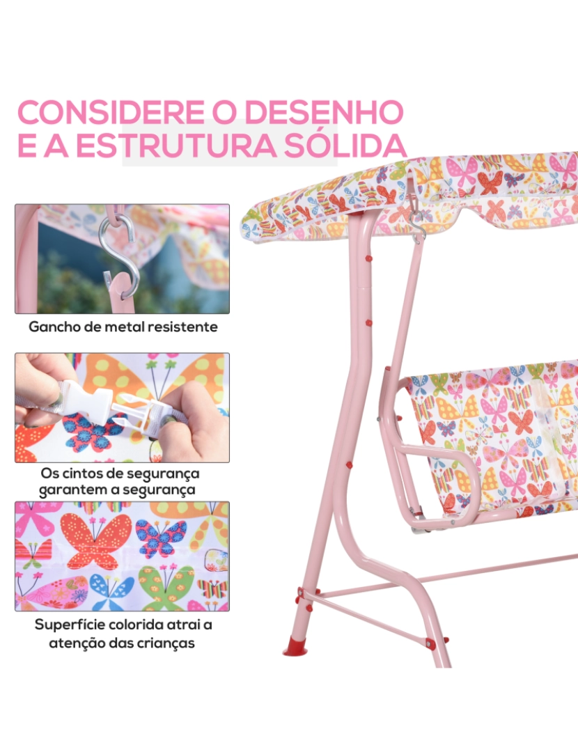 imagem de Baloiço Jardim Infantil 110x70x110cm cor rosa 312-026PK7